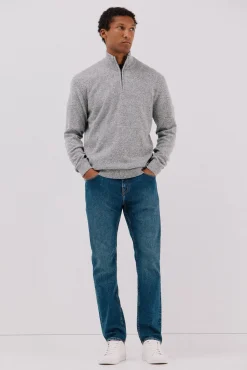 Cortefiel Camisolas-Camisola lã torçal gola fecho-éclair Cinzento