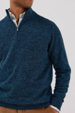 Cortefiel Camisolas-Camisola lã torçal gola fecho-éclair Azul