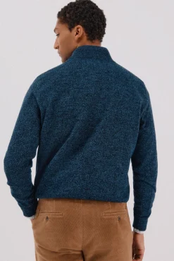 Cortefiel Camisolas-Camisola lã torçal gola fecho-éclair Azul