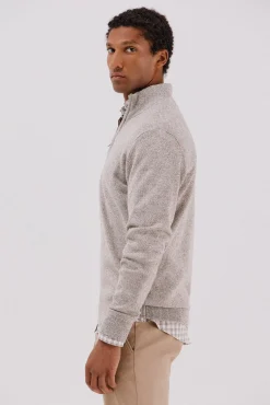 Cortefiel Camisolas-Camisola lã torçal gola fecho-éclair Tostado