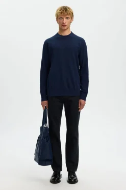 Selected Camisolas-Camisola leve 100% algodão orgânico Azul