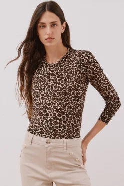 Cortefiel Camisolas-Camisola malha estampada Castanho