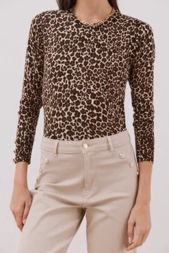 Cortefiel Camisolas-Camisola malha estampada Castanho