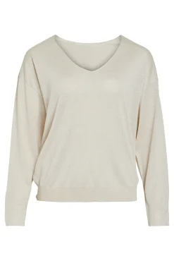 Vila Camisolas-Camisola malha fina Ecru