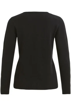 Vila Blusas|Camisolas-Camisola malha gola em bico Preto