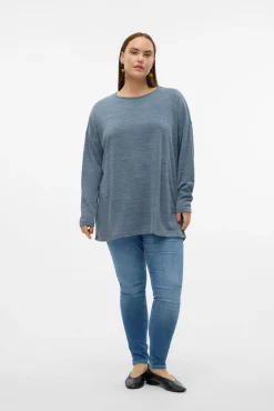 Vero Moda Curve T-Shirts-Camisola manga comprida talha grande Azul