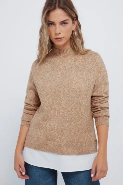 Springfield Camisolas-Camisola Perkins com gola combinada cru