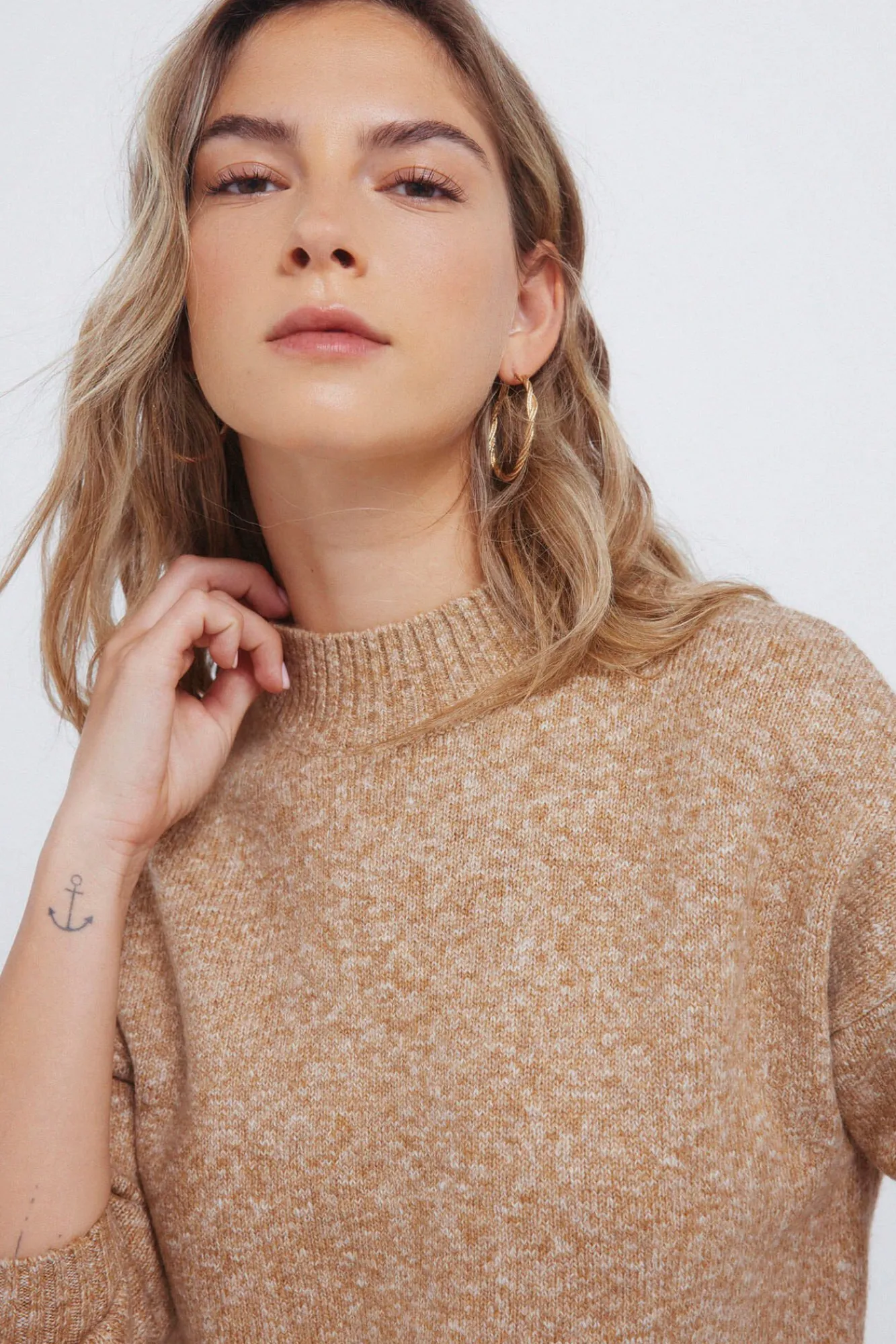 Springfield Camisolas-Camisola Perkins com gola combinada cru