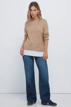 Springfield Camisolas-Camisola Perkins com gola combinada cru