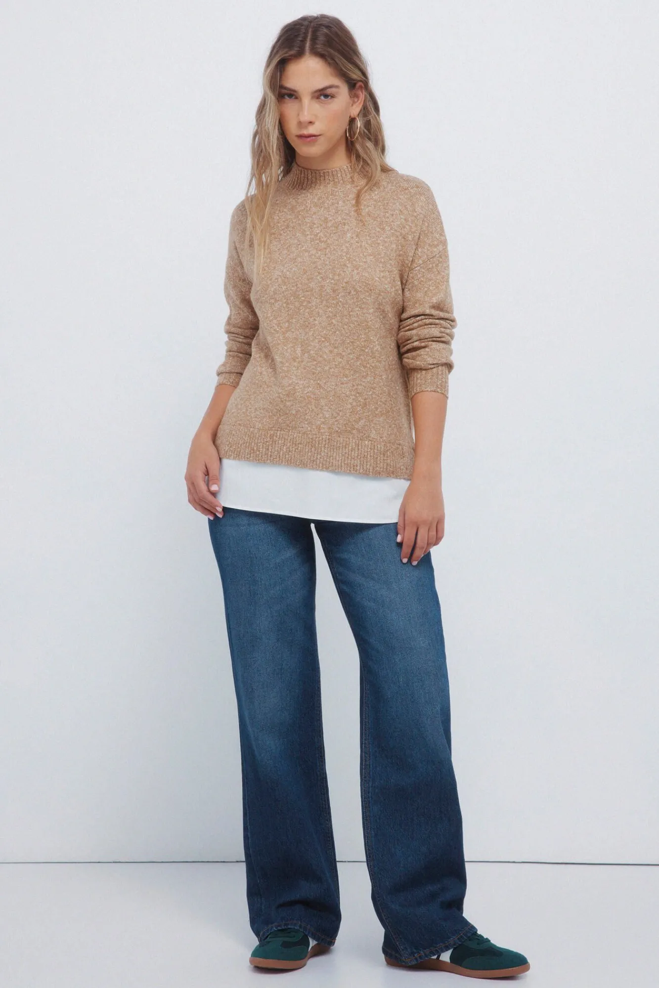 Springfield Camisolas-Camisola Perkins com gola combinada cru