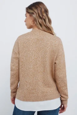 Springfield Camisolas-Camisola Perkins com gola combinada cru