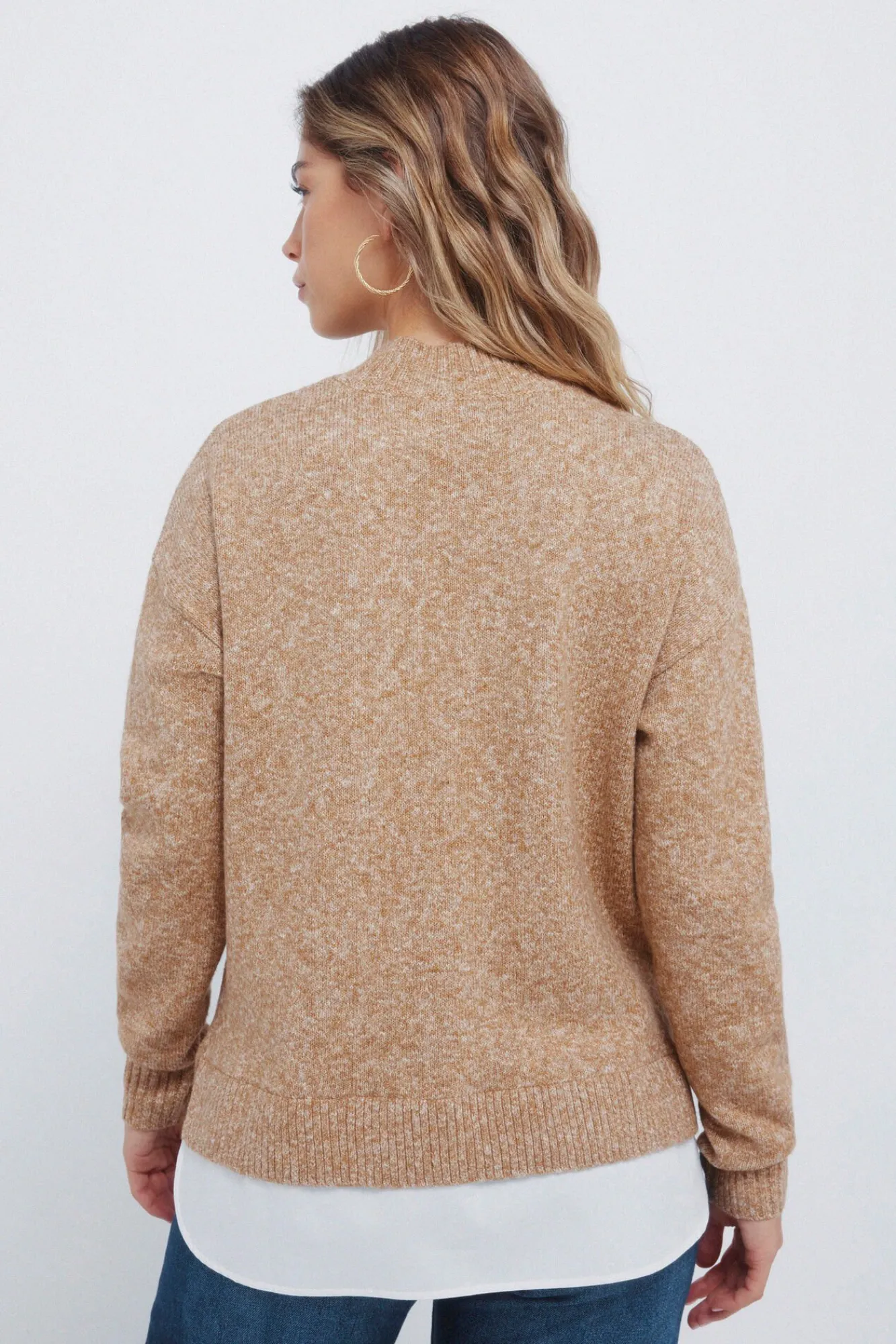 Springfield Camisolas-Camisola Perkins com gola combinada cru