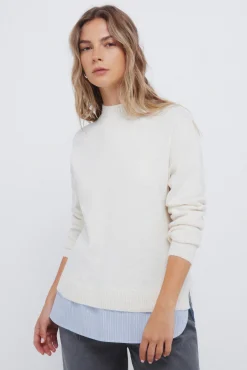 Springfield Camisolas-Camisola Perkins com gola combinada azul