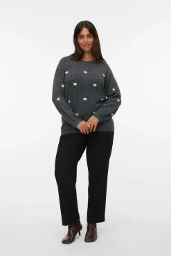 Vero Moda Curve Camisolas-Camisola plus size com gola redonda Cinzento