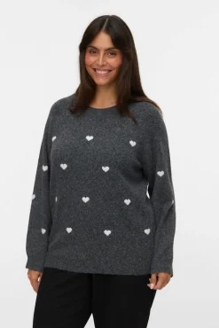 Vero Moda Curve Camisolas-Camisola plus size com gola redonda Cinzento