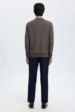 Selected Camisolas-Camisola polo 100% algodão com meia fecho-éclair . Cinzento