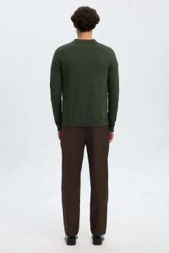 Selected Camisolas-Camisola polo 100% algodão com meia fecho-éclair . Verde