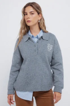 Springfield Camisolas-Camisola polo bordada cinzento