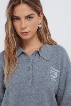 Springfield Camisolas-Camisola polo bordada cinzento