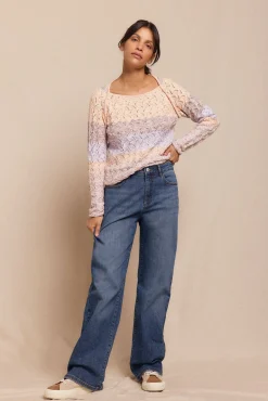 Slowlove Camisolas-Camisola rendilhada Ecru