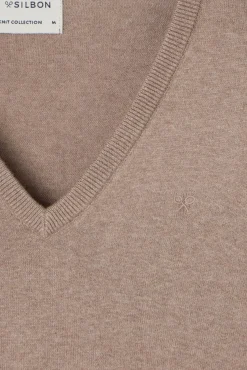 Silbon Camisolas-Camisola retrô com gola em V Castanho