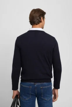 Silbon Camisolas-Camisola retrô com gola em V Azul