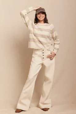 Slowlove Camisolas-Camisola riscas Tostado