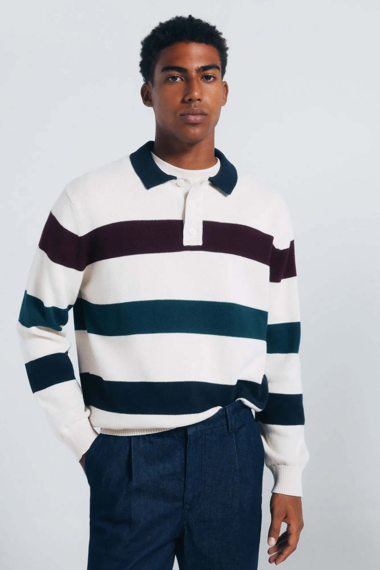 Springfield Camisolas-Camisola riscas de gola polo branco