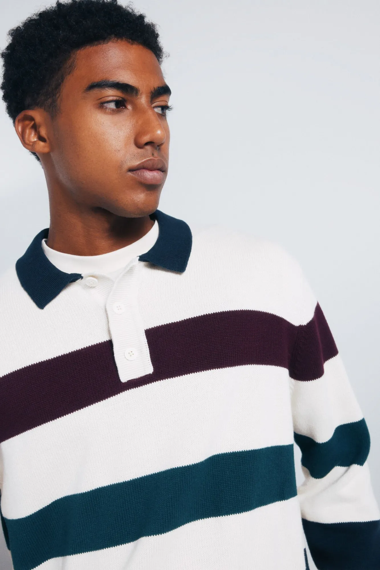 Springfield Camisolas-Camisola riscas de gola polo branco