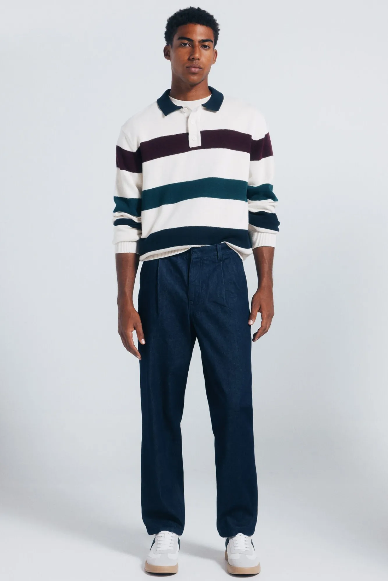 Springfield Camisolas-Camisola riscas de gola polo branco