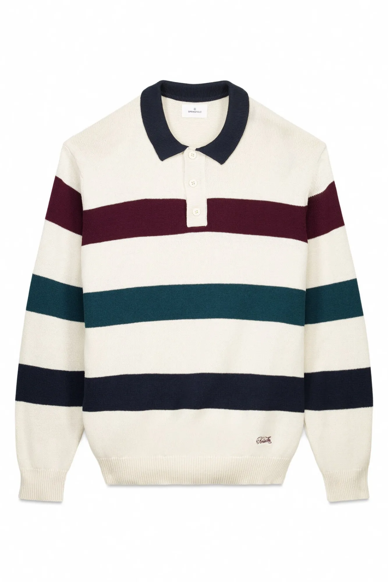 Springfield Camisolas-Camisola riscas de gola polo branco