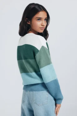 Springfield Kids Malhas-Camisola às riscas para menina verde