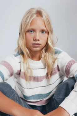 Springfield Kids Malhas-Camisola às riscas para menina rosa