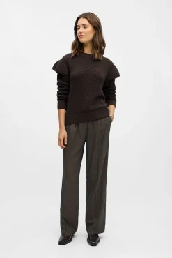 Object Camisolas-Camisola vazado com babados Castanho