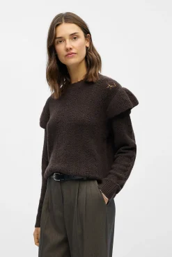 Object Camisolas-Camisola vazado com babados Castanho