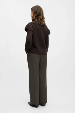 Object Camisolas-Camisola vazado com babados Castanho