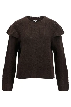 Object Camisolas-Camisola vazado com babados Castanho