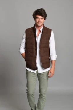 Cloking Coletes|Ultralights-Camurça de colete Castanho