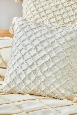 Calma House Almofadas-Capa de almofada royal cru com diamante em relevo estampado