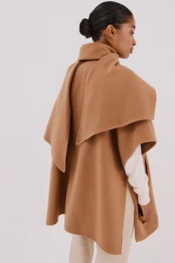Cortefiel Casacos-Capa de camelo com cachecol Tostado