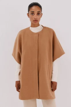 Cortefiel Casacos-Capa de camelo com cachecol Tostado