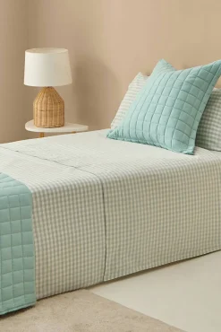 Textura Edredons-Capa de edredom xadrez azul