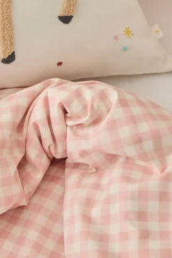 Textura Edredons-Capa de edredom xadrez rosa