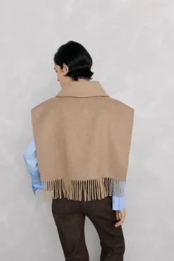 Pedro del Hierro Sobretudos-Capa midi com franjas Beige