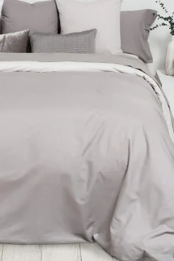 Textura Edredons-Capa nórdica algodão percal reversível. Cama 150-160 cm. cinzento