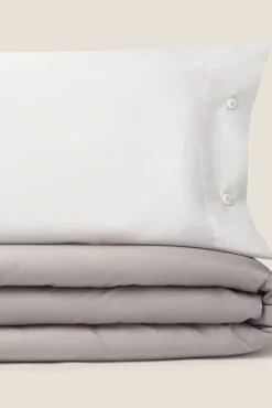 Textura Edredons-Capa nórdica algodão percal reversível. Cama 180-200 cm. cinzento