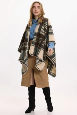 Vila Sobretudos-Capa poncho xadrez Multicolorido