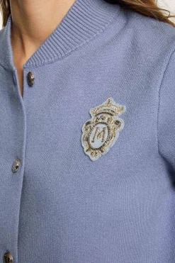 Morgan Camisolas-Cardigã com gola de pelúcia Azul