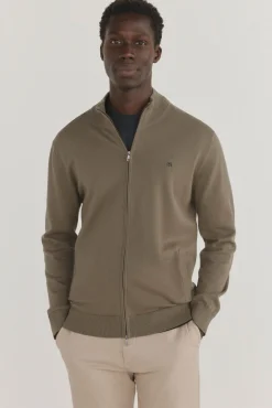 Pedro del Hierro Camisolas-Cardigã fino de algodão premium com fecho-éclair Verde