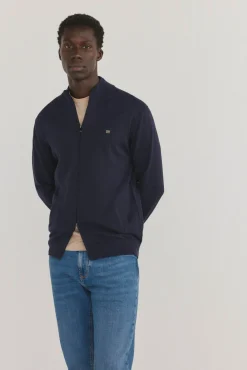 Pedro del Hierro Camisolas-Cardigã fino de algodão premium com fecho-éclair Azul